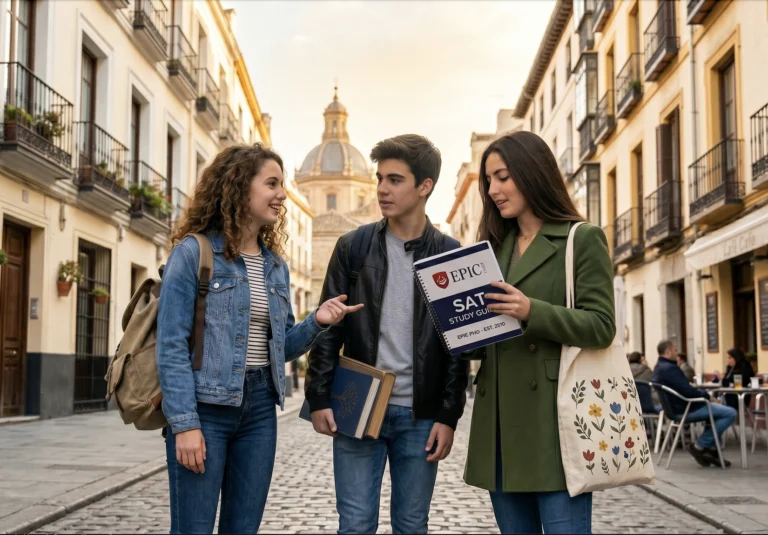 Estudiantes preparando el SAT en España con materiales de estudio de EPIC Prep
