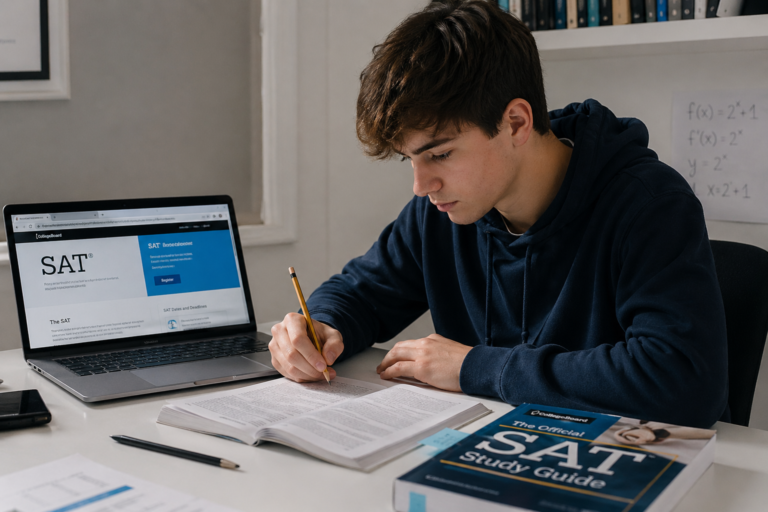 estudiante europeo preparando el examen SAT para estudiar en Estados Unidos